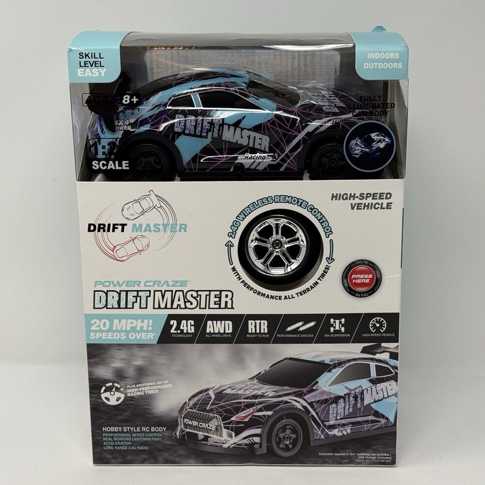 Power Craze Drift Master 1:24 Scale Drift Remote Control Car - Blue
